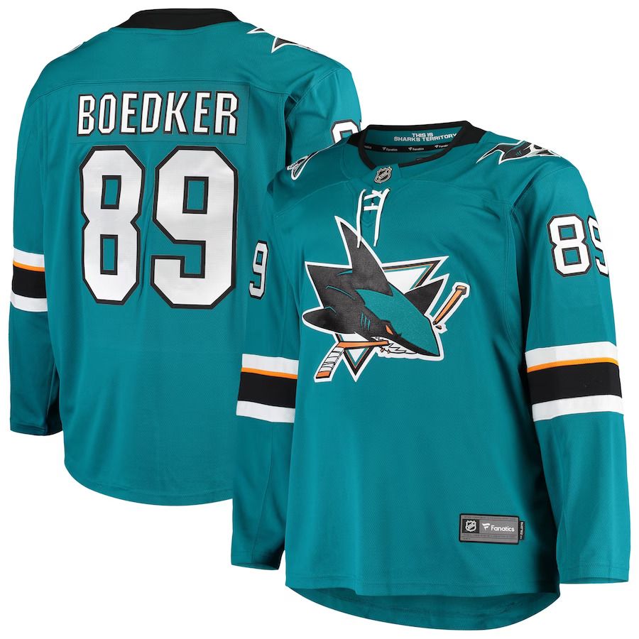 Men San Jose Sharks #89 Mikkel Boedker Fanatics Branded Teal Breakaway Home Player NHL Jersey->customized nhl jersey->Custom Jersey